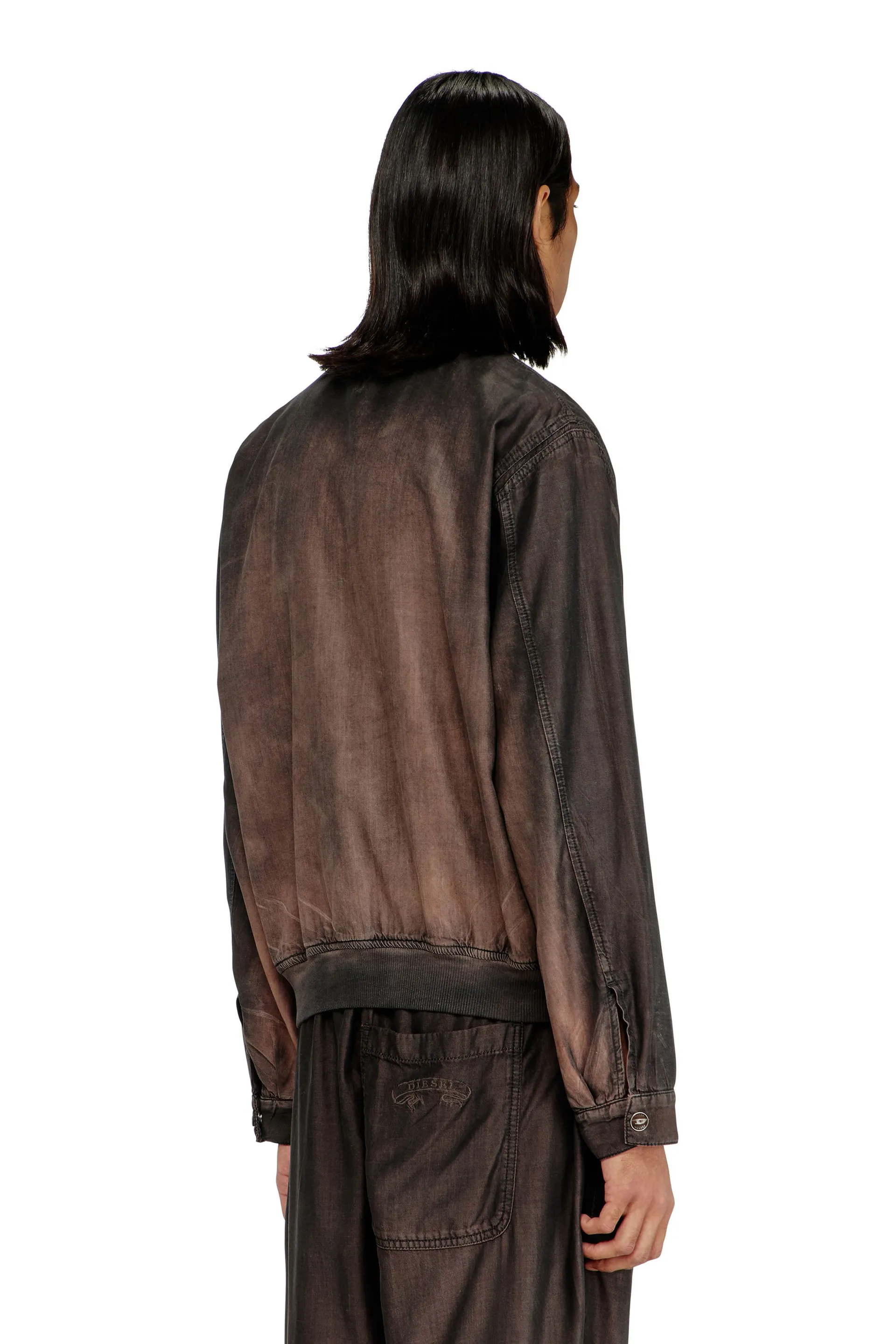 Bomber jacket in fluid coated denim