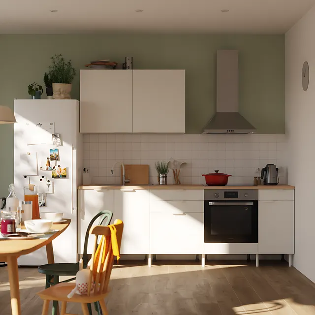 Cocina en kit Eleki blanca 2 módulos altos + 4 bajos L.240 x H.217 x P.58 cm