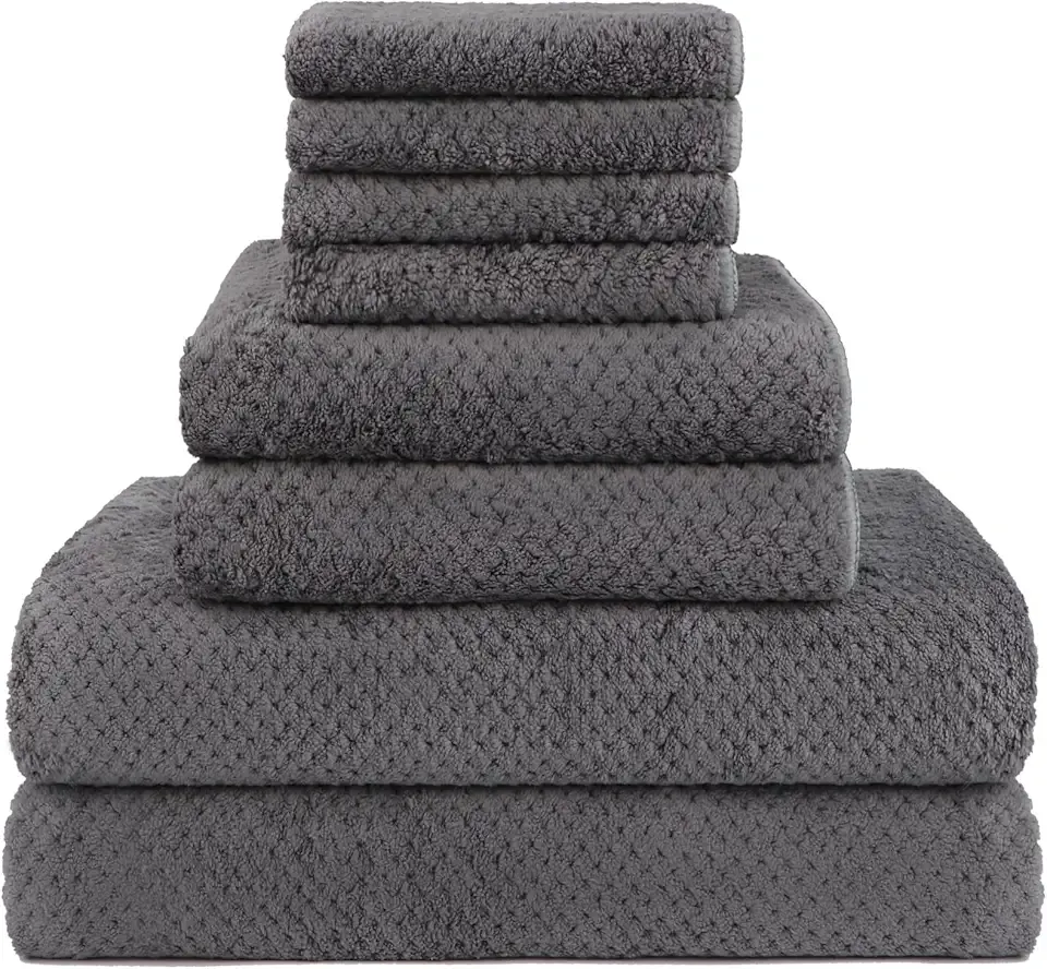 HOMEXCEL 8 Piece Bath Towel Set, Microfiber Bathroom Towel - 2 Bath Towels, 2 Hand Towels, and 4 Wash Cloths, Super Soft, Highly Absorbent Towels for Bathroom, Gym, Hotel, and Spa (Grey)