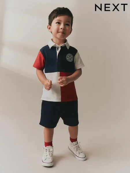 Green/Ecru Stripe Short Sleeve Polo Shirt and Shorts Set (3mths-7yrs)