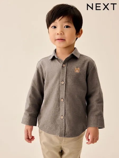 Blue Bear Long Sleeve Melange Brushed Character Shirt (3mths-7yrs)