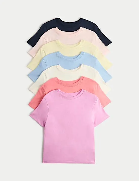 7 Pack Pure Cotton Jersey Short Sleeve T-Shirts (2-8 Yrs)