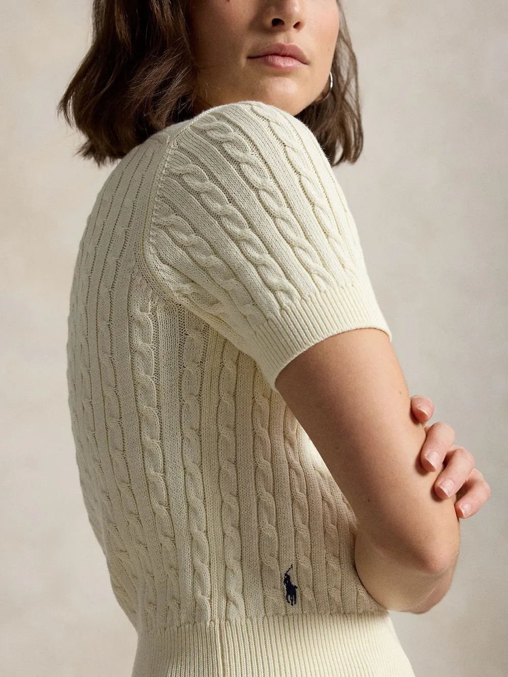 SHORT-SLEEVE HENLEY SWEATER