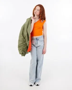 Top met fijne rib, cropped fit