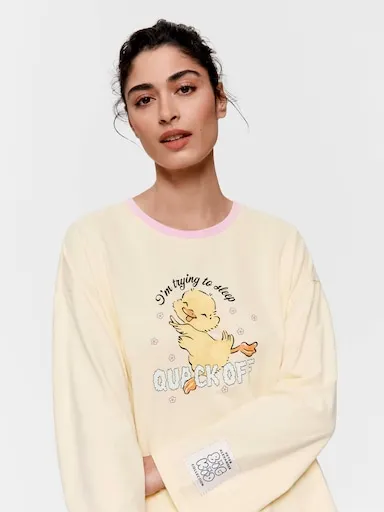 Quack Off 100% Cotton Oversized Long Sleeve Top