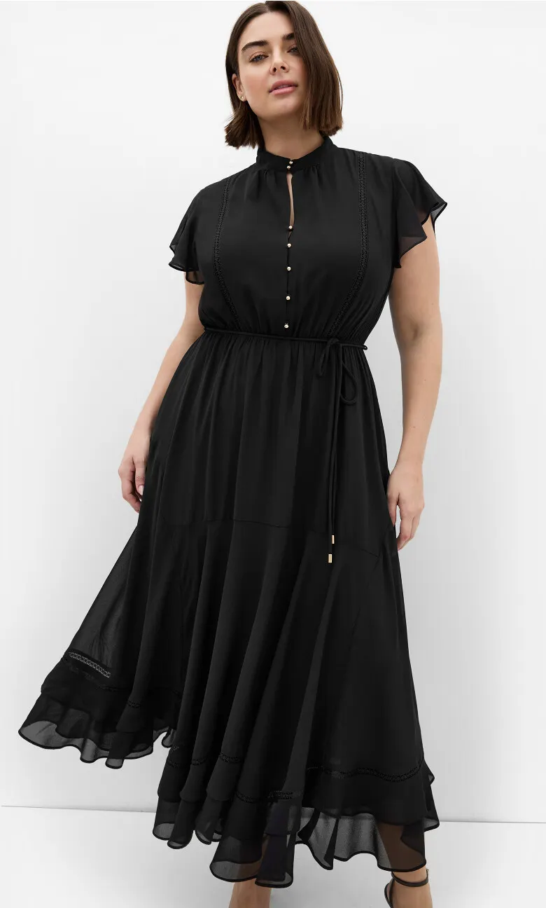 Yasmine Short Sleeve Maxi Dress - black