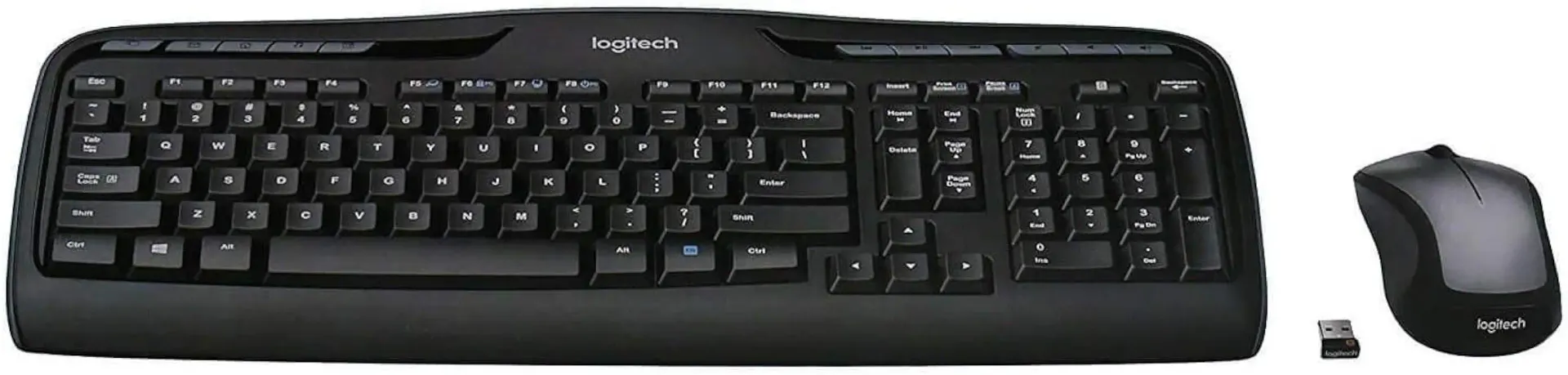 Logitech MK335 Quiet Wireless Keyboard and Mouse Combo - Black/Silver Keyboard and Mouse Combo Wireless, Ambidextrous