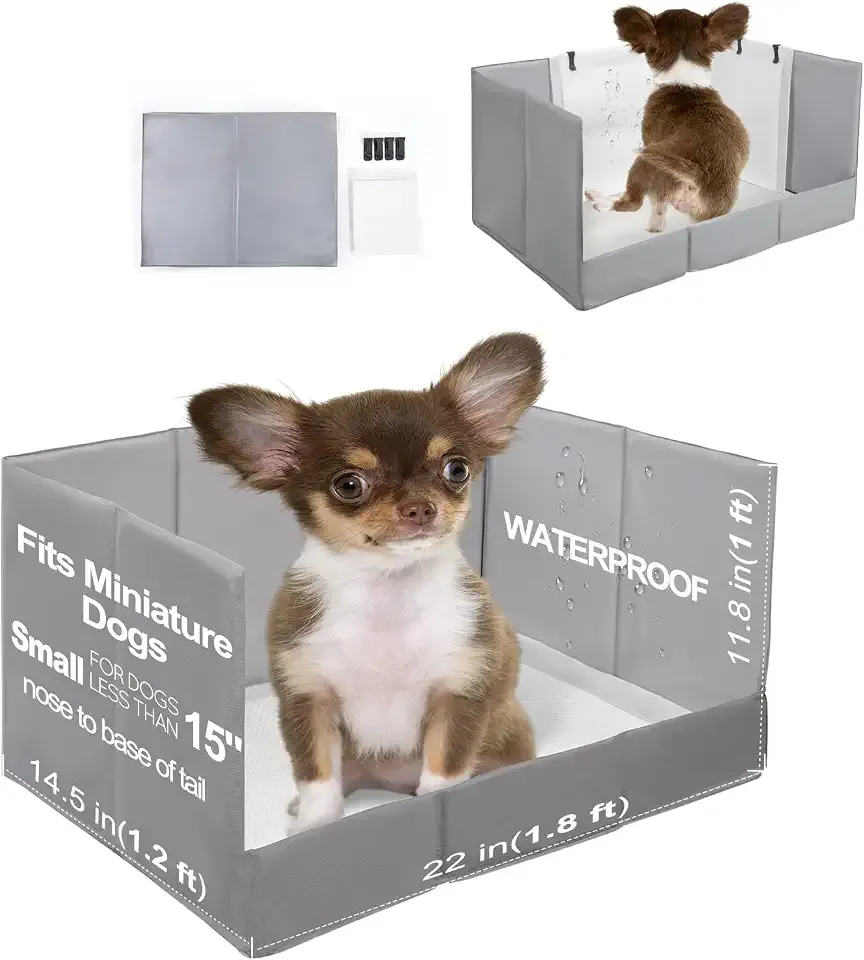 HQ4US 4LEGS Dog Litter Box Indoor High Walls, Puppy Pee Pad Holder Foldable