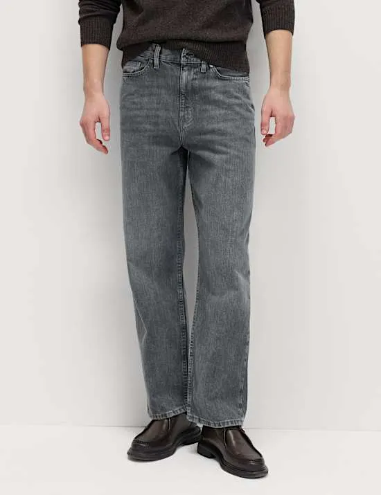 Steife Loose Fit Denim-Jeans