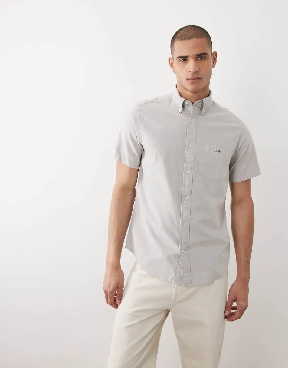 GANT Regular fit classic oxford shirt in light grey