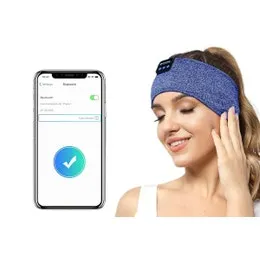 Bluetooth Music Headband Sleep Eye Mask for Running Yoga Calls -Blue