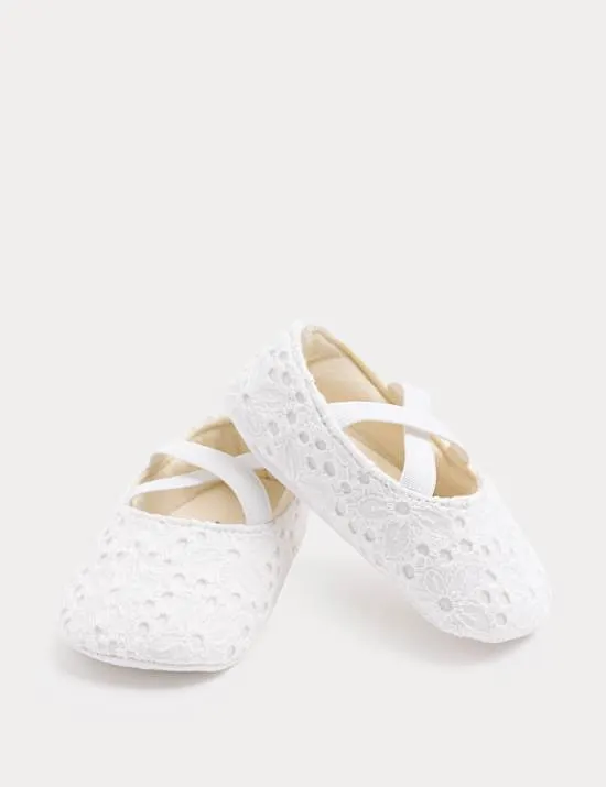 Kinderwagen-Ballerinas für Babys mit Strickerei (0–18 M.)