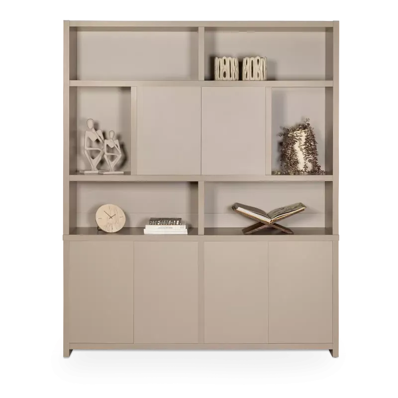 Wandkast 180 cm - Monza - 6 deuren - Beige/Grijs