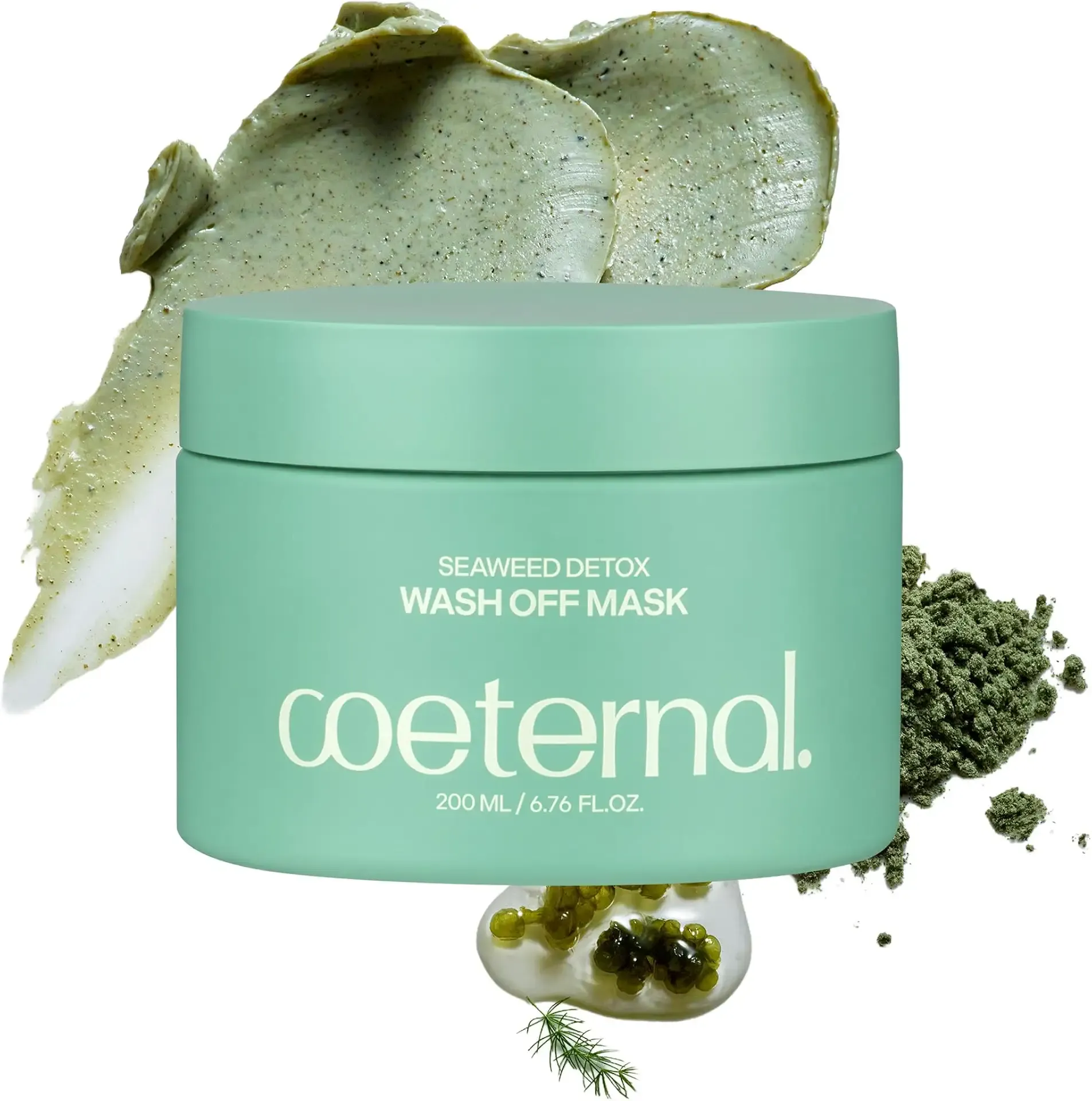 Seaweed Detox Wash Off Mask, Cooling Korean Clay Mask with Bentonite, Kaolin, Glycerin & Seaweed Extracts for Pore Minimizing, Deep Cleansing, Non-Drying Mud Mask, 200ml / 6.76 fl.oz.