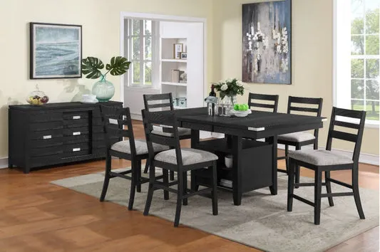 Palmero 7 Piece Pub Height Dining Set - Black