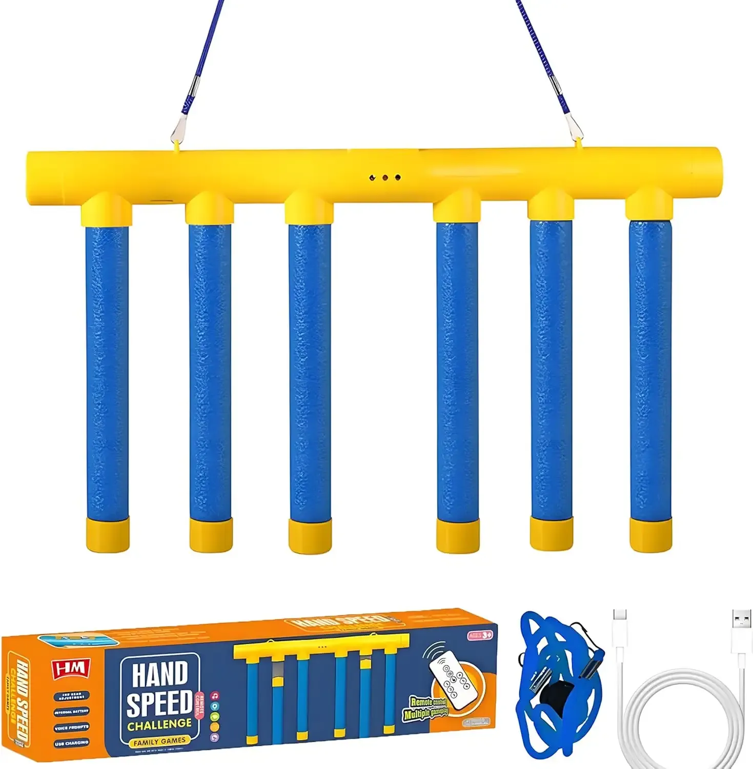 Reflex Sticks Rebounce Game, Reflex Challenge Game, Falling Sticks Reaction Time Trainer with Adjustable Speed Modes for Home, Office & Team Activities (Yellow)