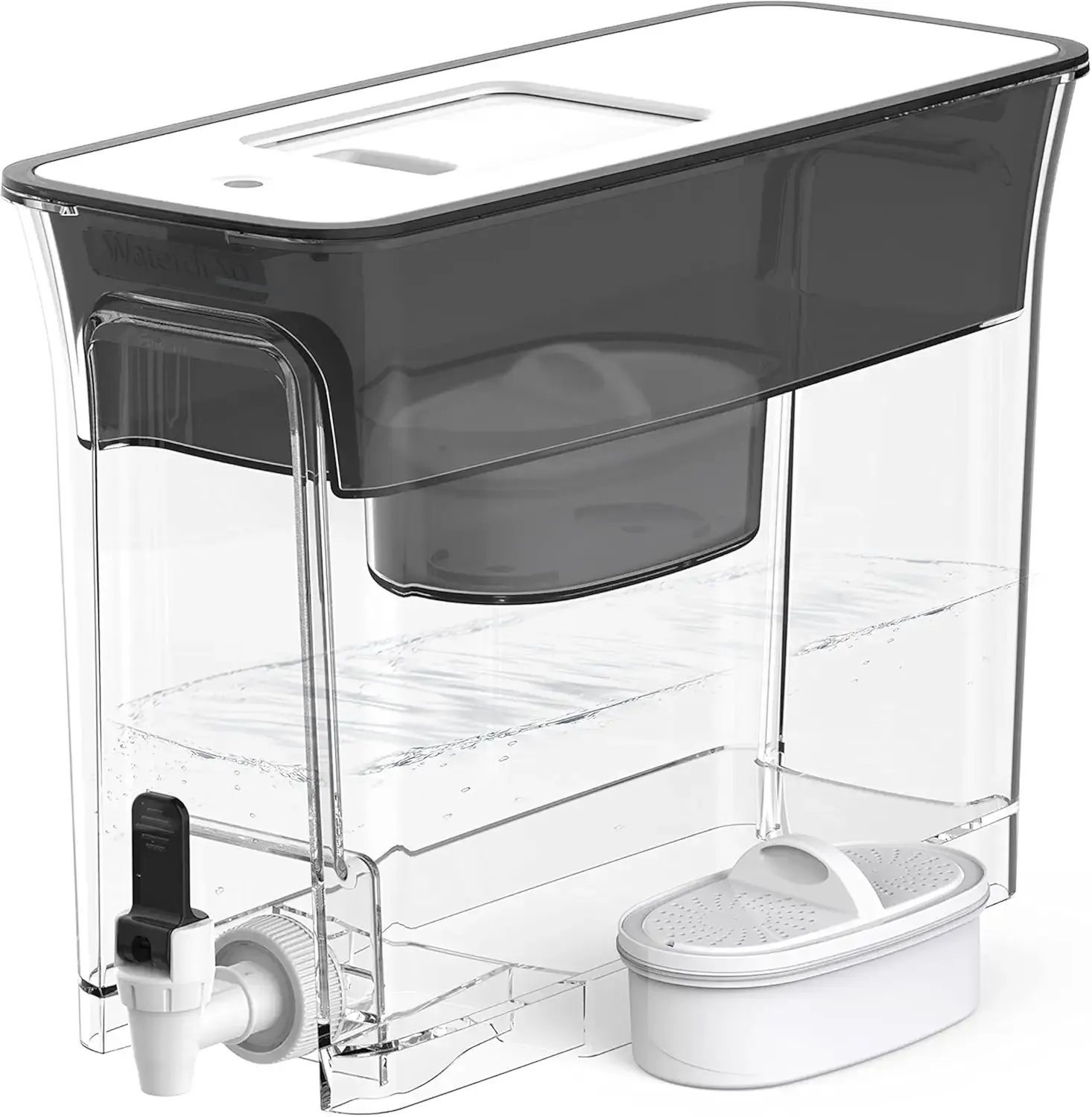 Waterdrop 35-Cup Slim Water Filter Dispenser, Large Capacity Water Filter Pitcher, 200-Gallon Long-Life, 5X Lifetime, Reduces Chlorine, PFOA/PFOS and More, BPA Free, Black (with 1 Filter)