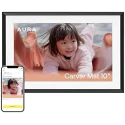 Aura Carver 10.1" Digital Picture Frame | Wirecutter's Best Digital Frame for Gifting | Send Photos Directly to Your Frame from Anywhere | Easy Setup Over WiFi | Unlimited Storage - Black with Mat