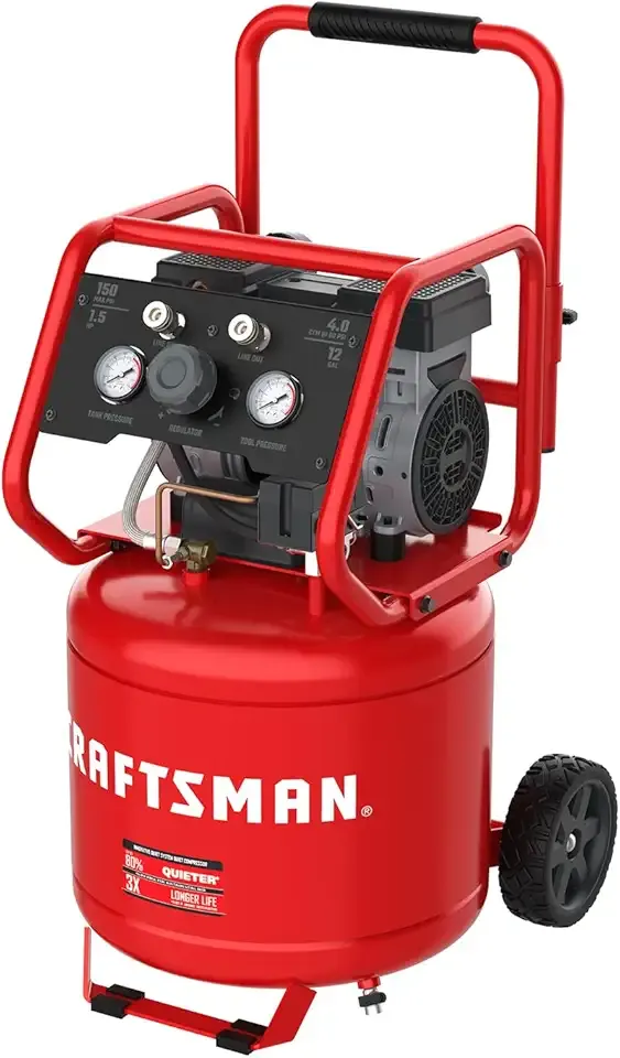 CRAFTSMAN Air Compressor 12 Gallon Ultra Quiet Oil-Free 1.5 HP Max 150 PSI Vertical Tank