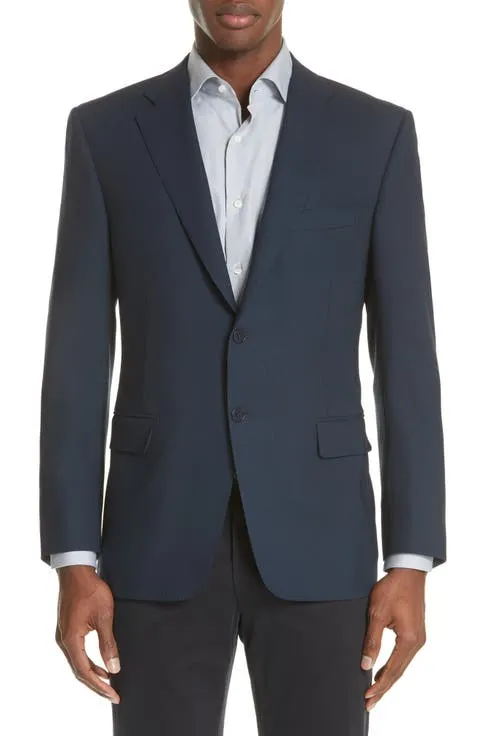 Classic Fit Water Resistant Navy Wool Blazer