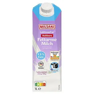 H-Milch 1,5 % 1 l, Lactosefrei - fettarm