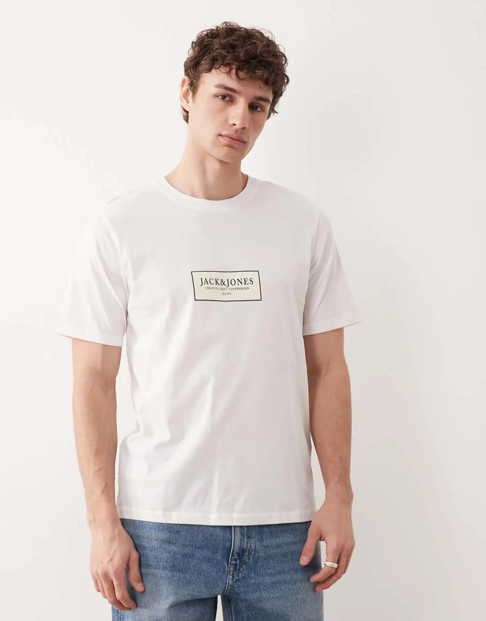 Jack & Jones oversized t-shirt with front logo in white