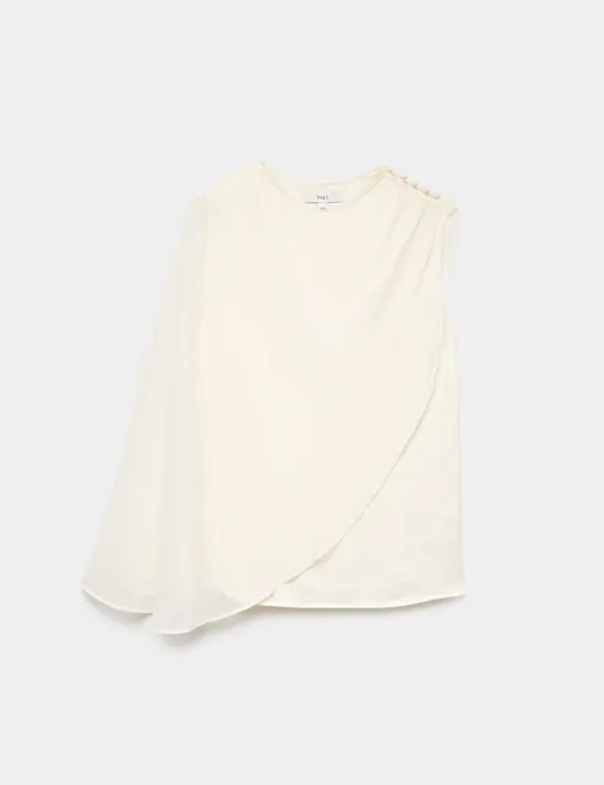 Transparente Bluse mit Cape-Detail