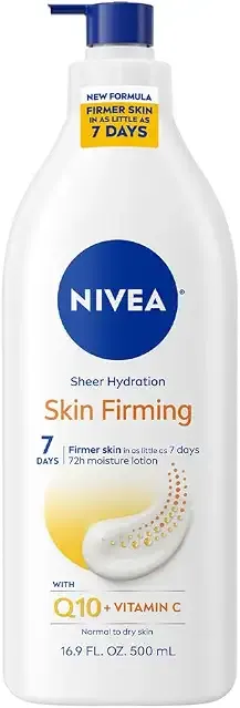 NIVEA Sheer Hydration Skin Firming Body Lotion, Q10 & Vitamin C, 16.9 Fl Oz