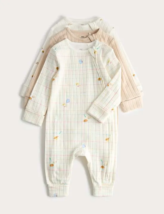 3er-Pack Unisex-Schlafanzüge mit Backprint und hohem Baumwollanteil (2,3 kg – 3 J.)