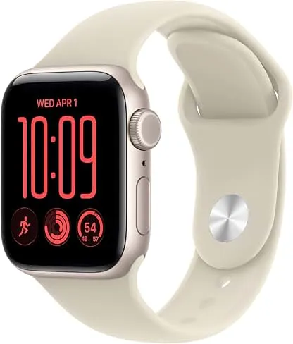 Apple Watch SE 3 GPS + Cellular 40mm Smartwatch | Starlight Aluminum Case, Sand Sport Band - S/M. Fitness + Sleep + Cycle Tracking, Heart Rate, Vitals, Safety Apple Watch SE 3 GPS + Cellular 40mm Smartwatch |…