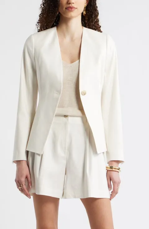 Nordstrom Linen Blend One-Button Blazer