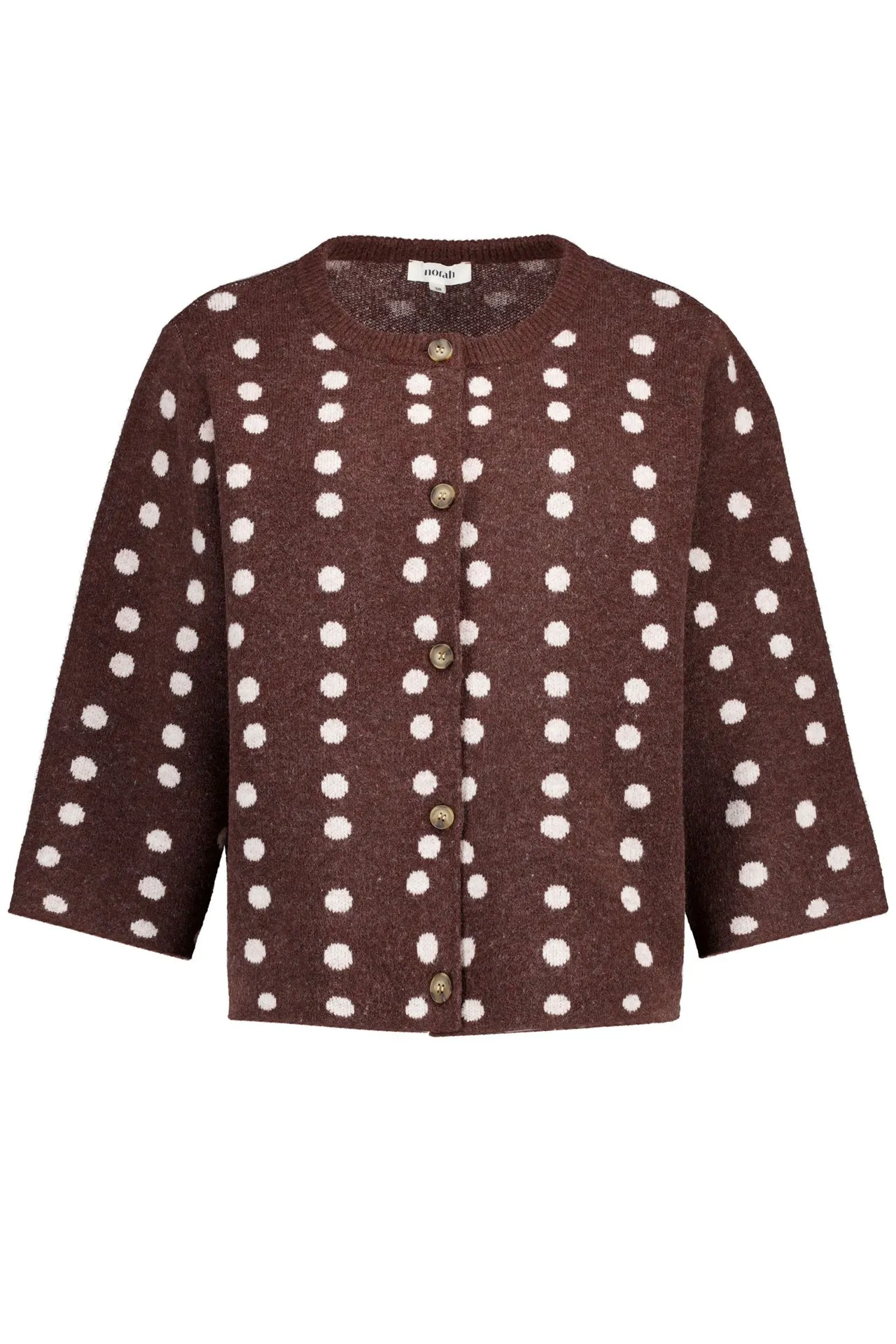 Bruin gebreid vest met polkadots