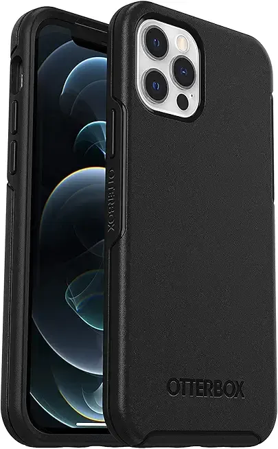 OtterBox iPhone 12 & iPhone 12 Pro Symmetry Series Case - Black, Ultra-Sleek, Wireless Charging Compatible, Raised Edges Protect Camera & Screen