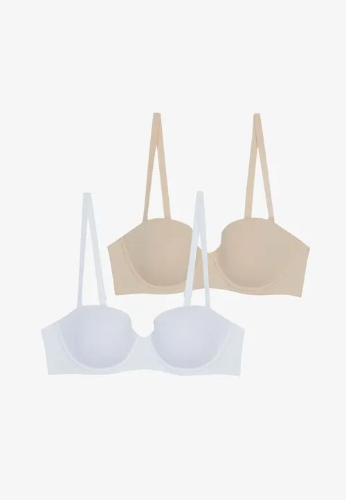 2 PACK - Stroppeløs-BH - white/nude