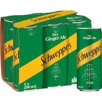 schweppes drink mixers dry ginger ale 250ml cans 6pack