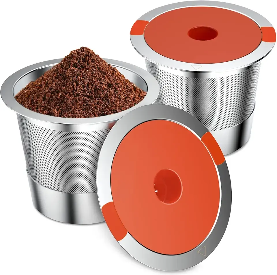 Reusable K Cups and Coffee Pods,Universal stainless steel k Cups for Keurig 2.0 and 1.0 Coffee Makers machine(2pack)