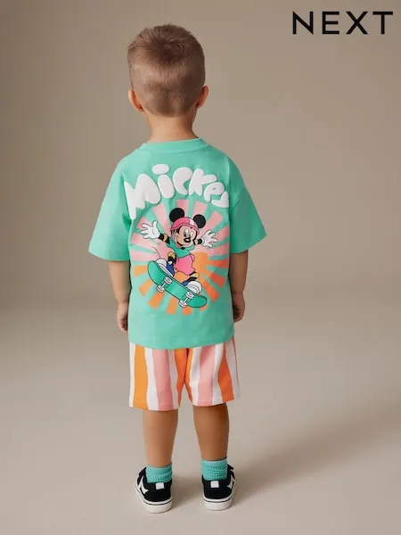 Green/Orange Mickey Mouse T-Shirt and Shorts Set (3mths-8yrs)