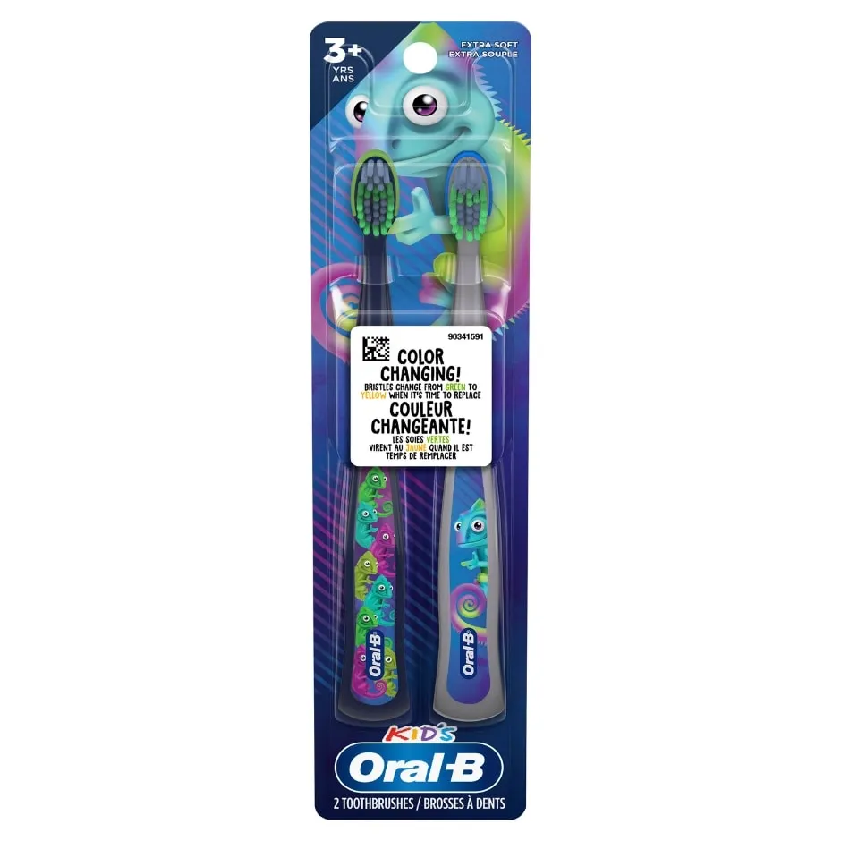 Oral-B Kid's Manual Toothbrush for Ages 3+, Extra Soft Bristles, 2 Count