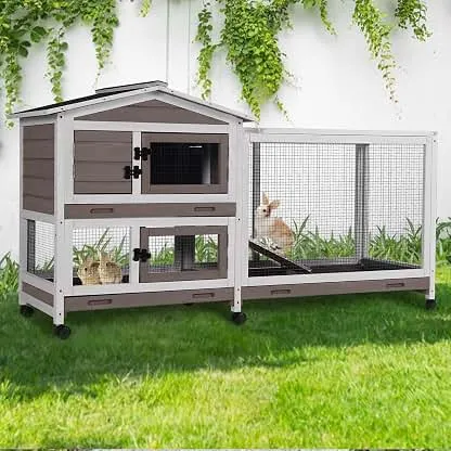 GUTINNEEN Rabbit Cage Indoor Bunny Hutch with Che…