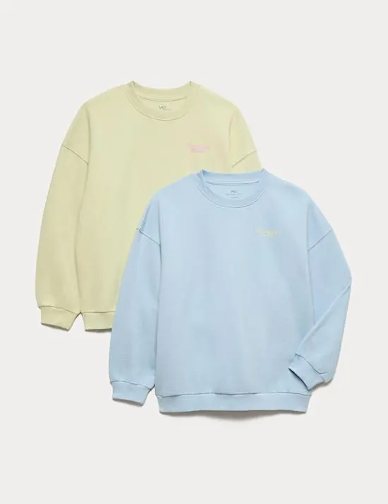 2 Pack Cotton Rich Sweatshirts (6-16 Yrs)