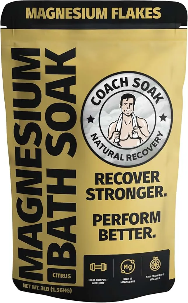Coach Soak Recovery Bath Soak - Alternative to Epsom Salt Bath Soak - Fast-Absorbing Pure Magnesium Flakes & Dead Sea Salt with 21 Minerals, Bath S…