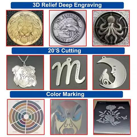 2.5D 300W JPT Mopa Fiber Laser Marking Cutting Machine 3D Relief Deep Engraving for All Metal 200W Fiber Laser Deep Engraver