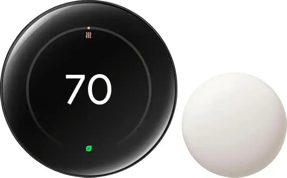 Nest Learning Thermostat (4th Gen, 2024) with Nest Temperature Sensor, Energy Saving Smart Thermostat, Compatible with Alexa, Apple HomeKit & Google Home App, Non-Retail Packaging, Obsidian