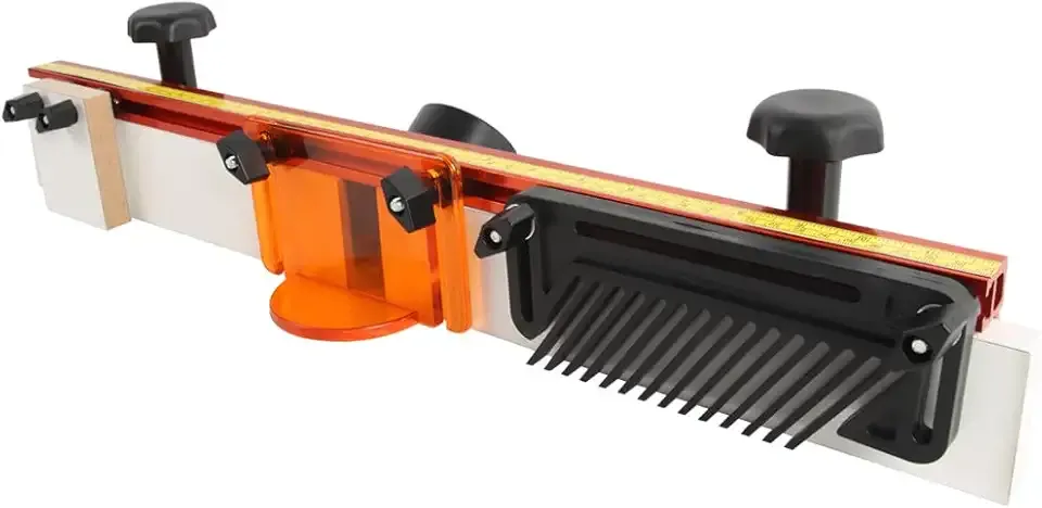 O'SKOOL 24 Inches Long Router Table Fence System with Feather Board, Bit Guard, Adjustable Stop and Dust Port, RTS06