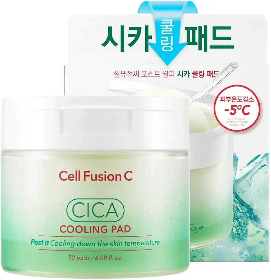 Cell Fusion C Post Alpha CICA Cooling Toner Pad, Redness Relieving & Cooling Korean Toner Pads, Centella Asiatica and Madecassoside, 70 Pads / 6.08 fl.oz.