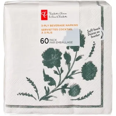 5 Ply Beverage Napkins 60 Pack - Floral