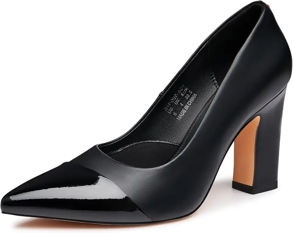 Heels for Women Closed Pointed Toe Chunky Pumps Shoes Women Block High Heels Comfortable Slip-On Dress Office Party Wedding Shoes 3.54" Heel