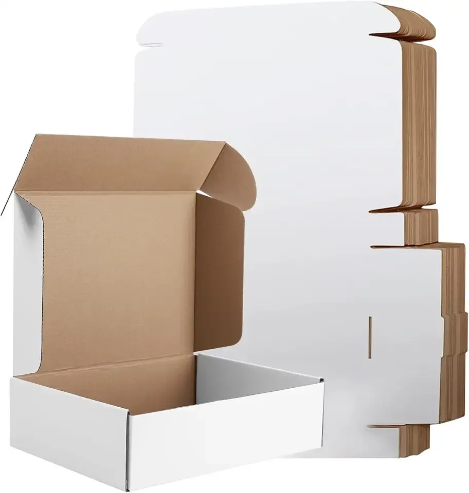 12x9x4 Inches Shipping Boxes Set of 25, White Corrugated Cardboard Box, Mailer Boxes for Small Business