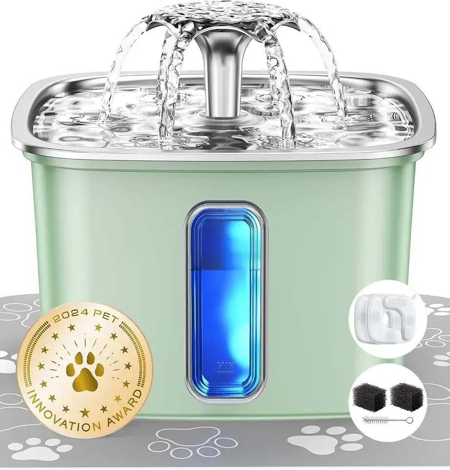 Veken Innovation Award Winner Stainless Steel Cat Water Fountain, 108oz, C1