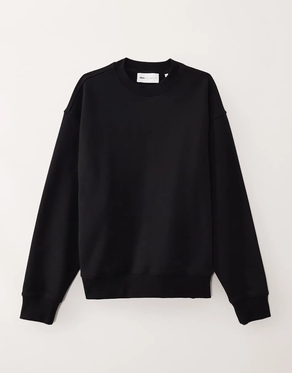 ASOS COLLECTIVE oversized super heavyweight crew in black